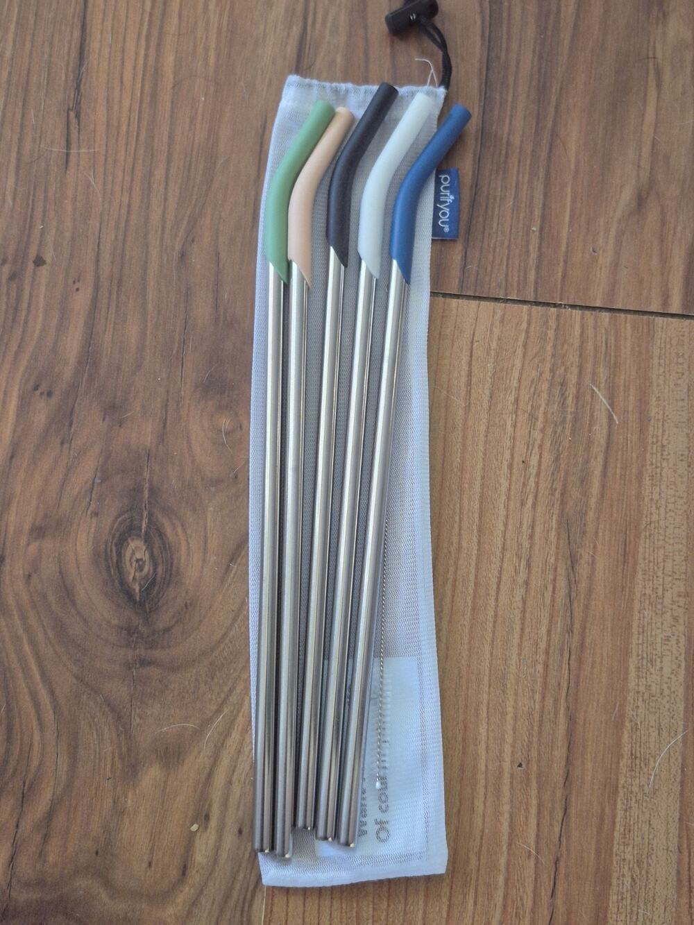 purifyou 14.5" Reusable Stainless Steel Straws W/ Silicone Tips For Stanley S17